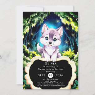 Charming Boho Woodland Wolf Birthday Invitation