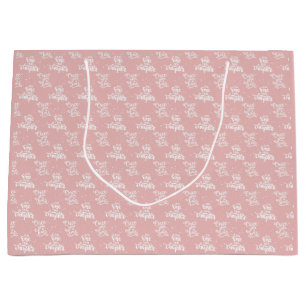 Charming Book Lovers Script Pattern Pink Literary  Large Gift Bag