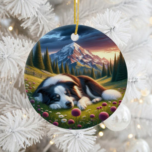 Charming Border Collie Dog Keepsake Ceramic Ornament