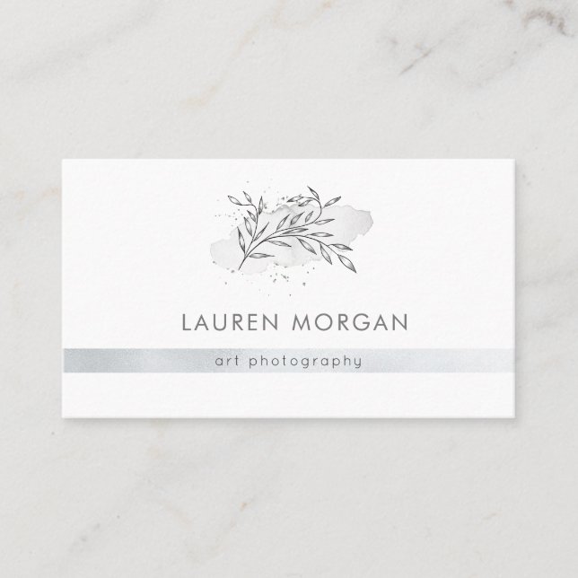 Charming Botanical Minimalistic Business Card (Front)