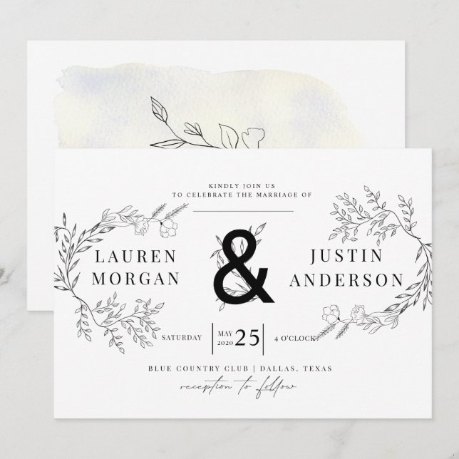 Charming Botanics Elegant Wedding Invitation (Front/Back)