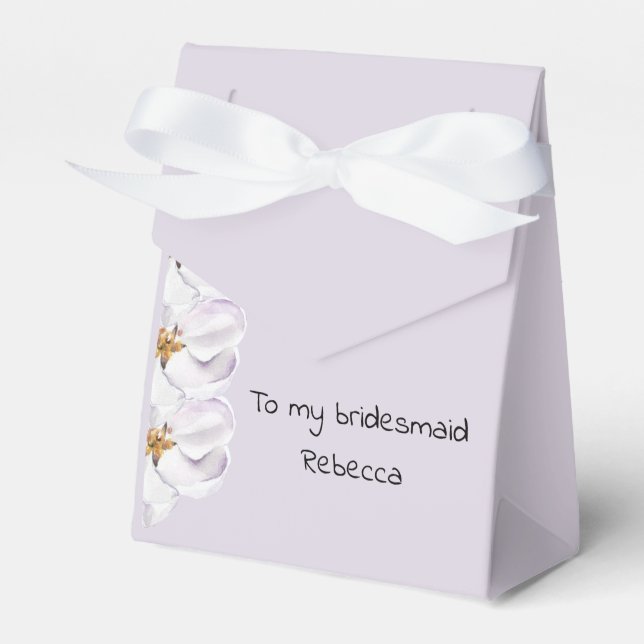 Charming bridesmaids gift, light purple with name favor box (Front Side)