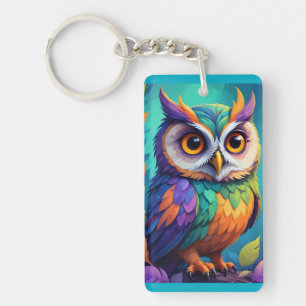 Charming Bright Owl Whimsy Key Ring