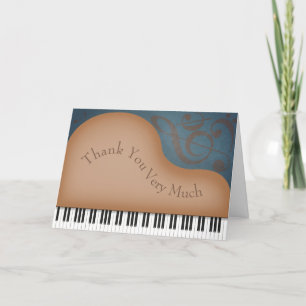 Charming Brown Grand Piano Personalized Music Thank You Card
