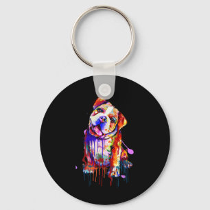 Charming Bulldog Rainbow Colours Art Splash Art  Keychain