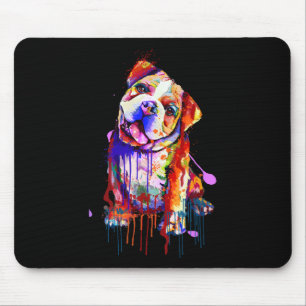 Charming Bulldog Rainbow Colours Art Splash Art  Mouse Pad