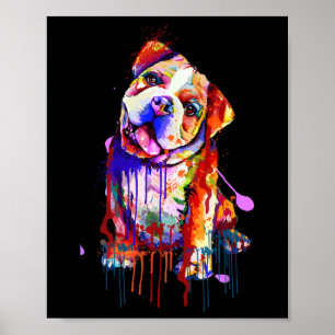 Charming Bulldog Rainbow Colours Art Splash Art Poster