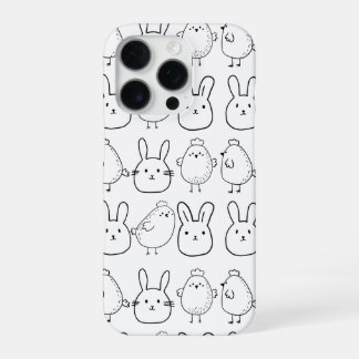 CHARMING BUNNIES AND CHICKS ILLUSTRATION iPhone 16 PRO CASE