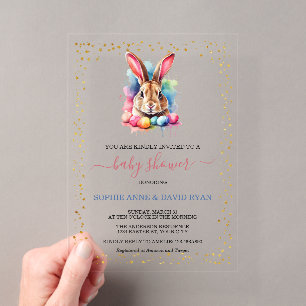 Charming Bunny Eggs Easter Baby Shower Acrylic Invitations