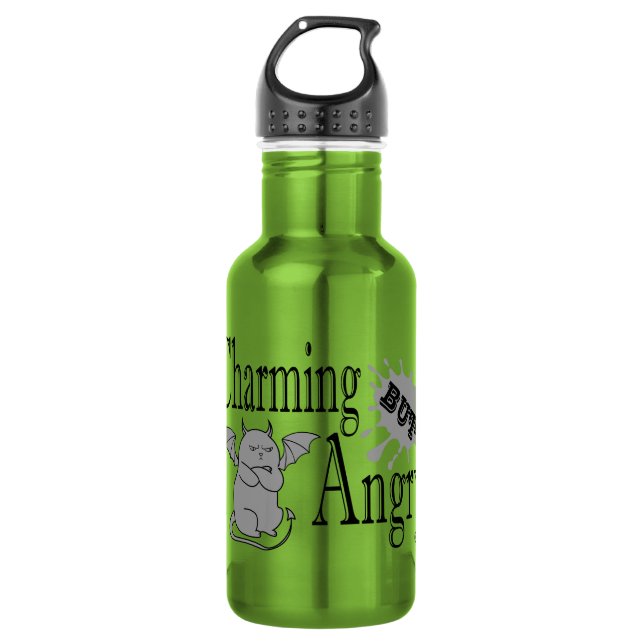 Charming but angry little devil cat funny quote 532 ml water bottle (Front)