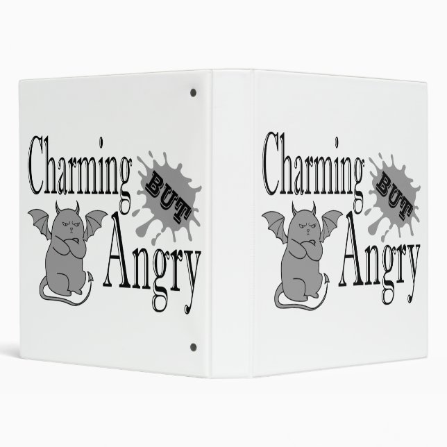 Charming but angry little devil cat funny quote binder (Background)