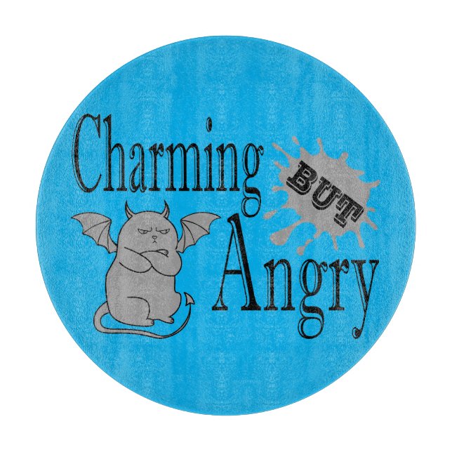 Charming but angry little devil cat funny quote cutting board (Front)