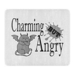 Charming but angry little devil cat funny quote cutting board