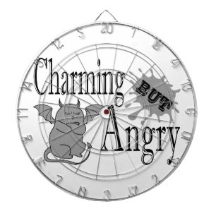 Charming but angry little devil cat funny quote dartboard
