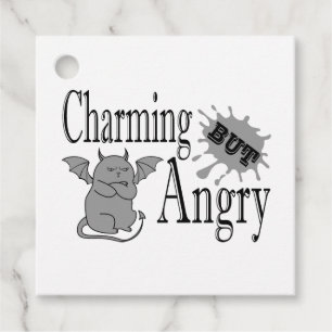 Charming but angry little devil cat funny quote favour tags