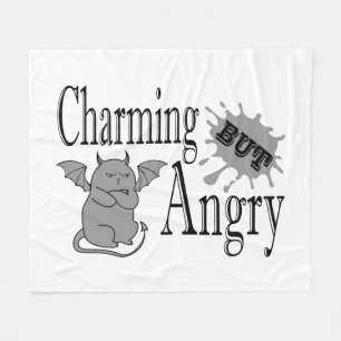 Charming but angry little devil cat funny quote fleece blanket