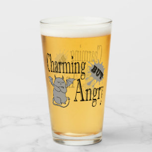 Charming but angry little devil cat funny quote glass