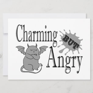 Charming but angry little devil cat funny quote holiday card