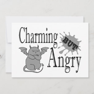 Charming but angry little devil cat funny quote invitation