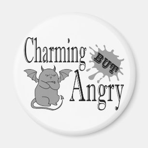 Charming but angry little devil cat funny quote magnet