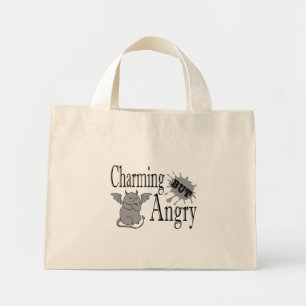 Charming but angry little devil cat funny quote mini tote bag