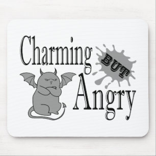 Charming but angry little devil cat funny quote mouse pad