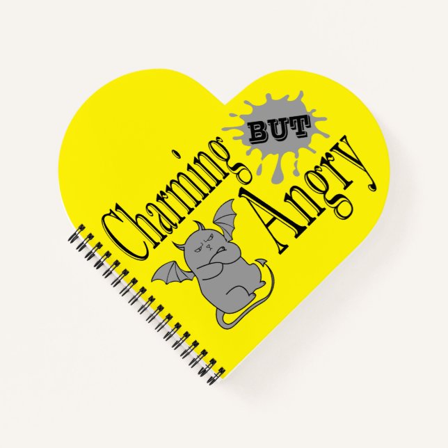 Charming but angry little devil cat funny quote notebook (Front)