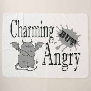 Charming but angry little devil cat funny quote sherpa blanket