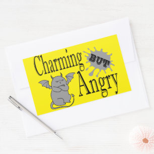 Charming but angry little devil cat funny quote sticker