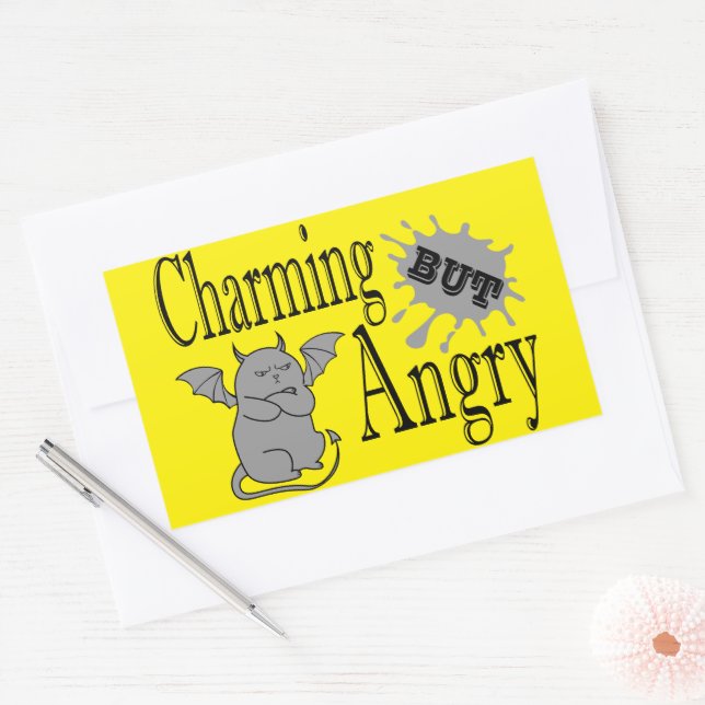 Charming but angry little devil cat funny quote sticker (Envelope)