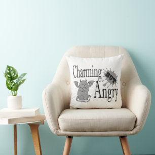 Charming but angry little devil cat funny quote throw pillow