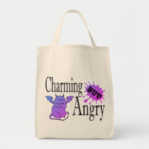 Charming but angry little devil cat funny quote tote bag