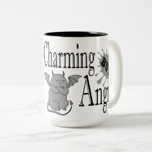 Charming but angry little devil cat funny quote Two-Tone coffee mug