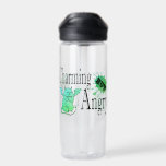 Charming but angry little devil cat funny quote water bottle<br><div class="desc">Funny fat cat in offended pose</div>