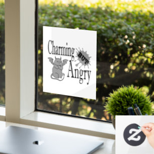 Charming but angry little devil cat funny quote window cling