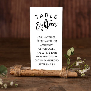 Charming Calligraphie Numéro de table Noms des inv