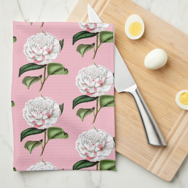Charming Camellia Floral Kitchen Towel (Quarter Fold)