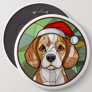 Charming Canine Cheer: Beagle themed Christmas 6 Inch Round Button