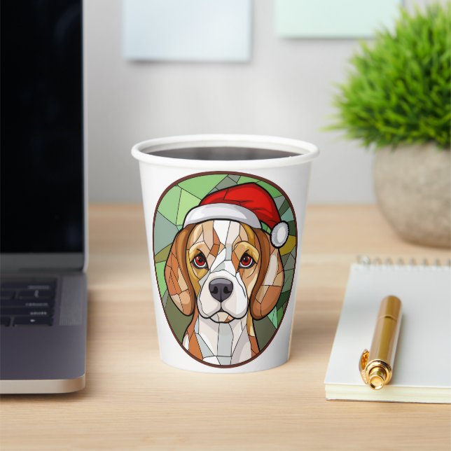Charming Canine Cheer: Beagle themed Christmas Paper Cups (Insitu)