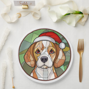 Charming Canine Cheer: Beagle themed Christmas Paper Plate