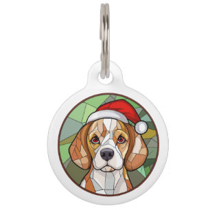 Charming Canine Cheer: Beagle themed Christmas Pet Tag