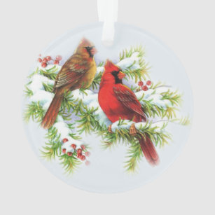 Charming Cardinal Couple Acrylic Ornament