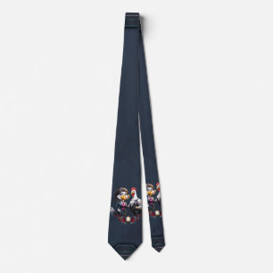 Charming cartoon chicken couple. tie