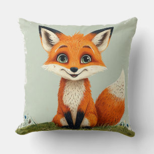 Charming Cartoon Fox Smiling Throw Pillow