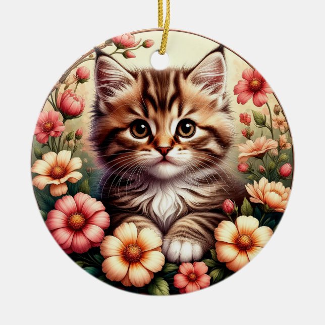 Charming Cat Ceramic Ornament (Front)