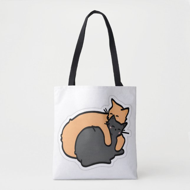 Charming Cat Nap Tote Bag - Orange Tabby and Black (Front)