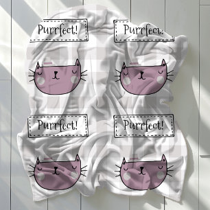Charming Cat Purrfect Gingham Pattern Fleece Blanket