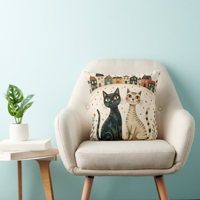 Charming Cats Throw Pillow (Chair)