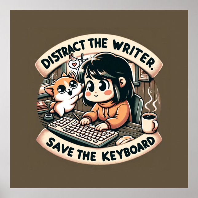 Charming Chaos: The Writer's Whimsical Woes Poster (Front)