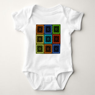 Charming Chequered Multicolored Pattern Art Design Baby Bodysuit
